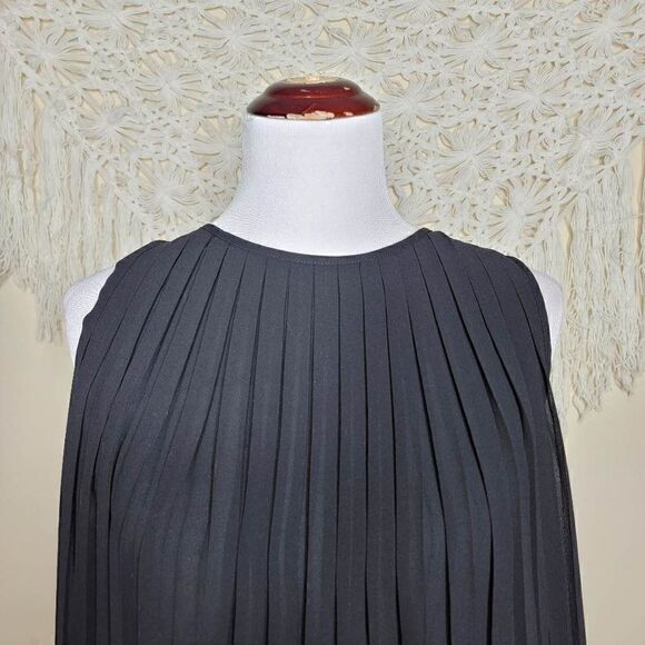 Zara Basic Pleated Sheer Sleeveless Blouse Black Size Small - Picture 11 of 14